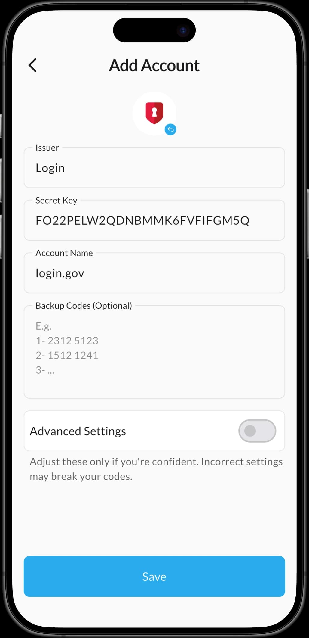 Authenticator on iPhone — screenshot 3